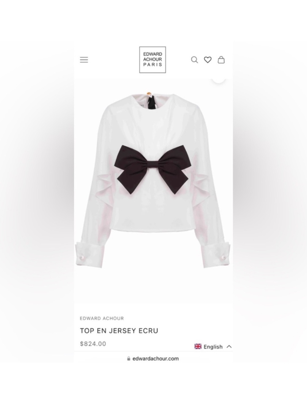 Edward Achour Paris TOP EN JERSEY ECRU